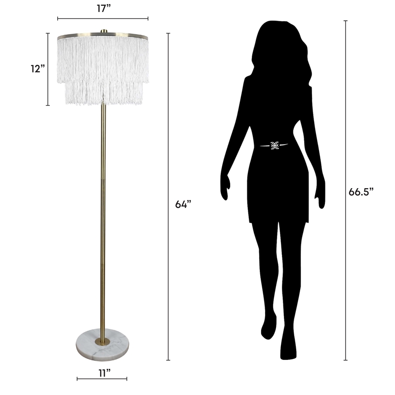 Tassel Elegance Metal Floor Lamp Soft Gold & White Marble - Accent Lighting