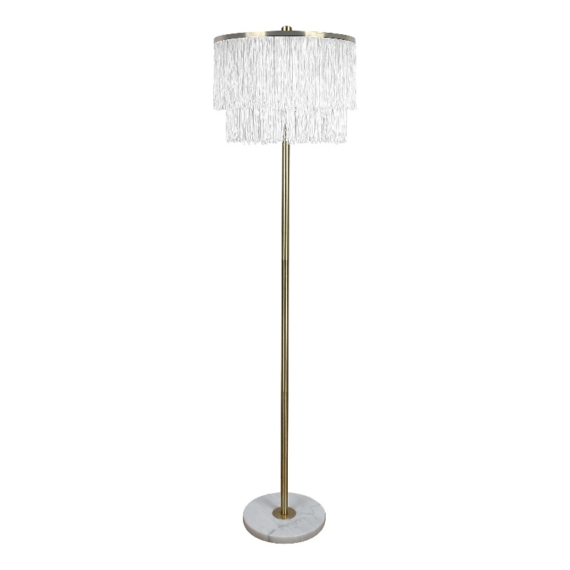 Tassel Elegance Metal Floor Lamp Soft Gold & White Marble - Accent Lighting