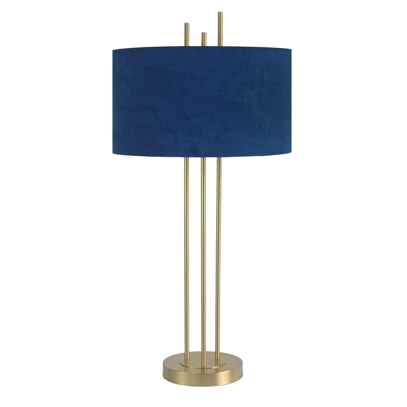 Blue Velvet Radiance Metal Table Lamp Plated Gold - Set of 2