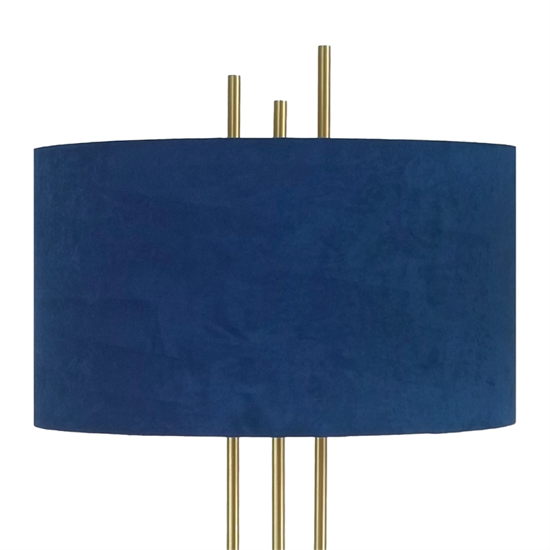 Blue Velvet Radiance Metal Table Lamp Plated Gold - Set of 2