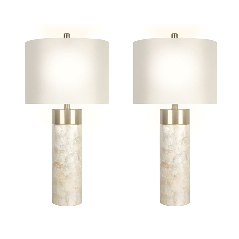 Ivory Luminous Shell Wood Table Lamp Soft Gold - Set of 2 - Accent Lighting