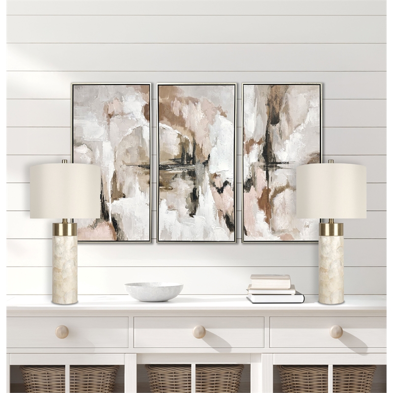 Ivory Luminous Shell Wood Table Lamp Soft Gold - Set of 2 - Accent Lighting