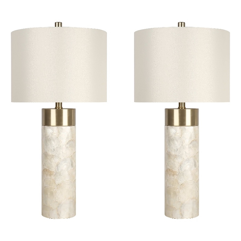 Ivory Luminous Shell Wood Table Lamp Soft Gold - Set of 2 - Accent Lighting