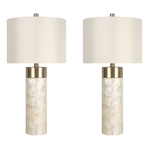 Ivory Luminous Shell Wood Table Lamp Soft Gold - Set of 2 - Accent Lighting