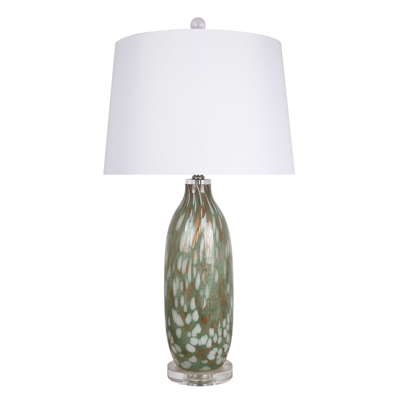 Verdant Glow Table Lamp Green Art Glass - Set of 2 - Modern Accent Lighting