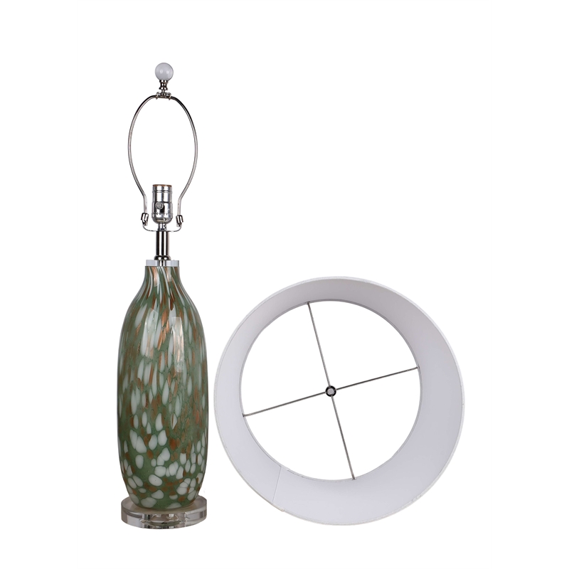 Verdant Glow Table Lamp Green Art Glass - Set of 2 - Modern Accent Lighting