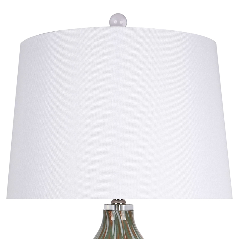 Verdant Glow Table Lamp Green Art Glass - Set of 2 - Modern Accent Lighting