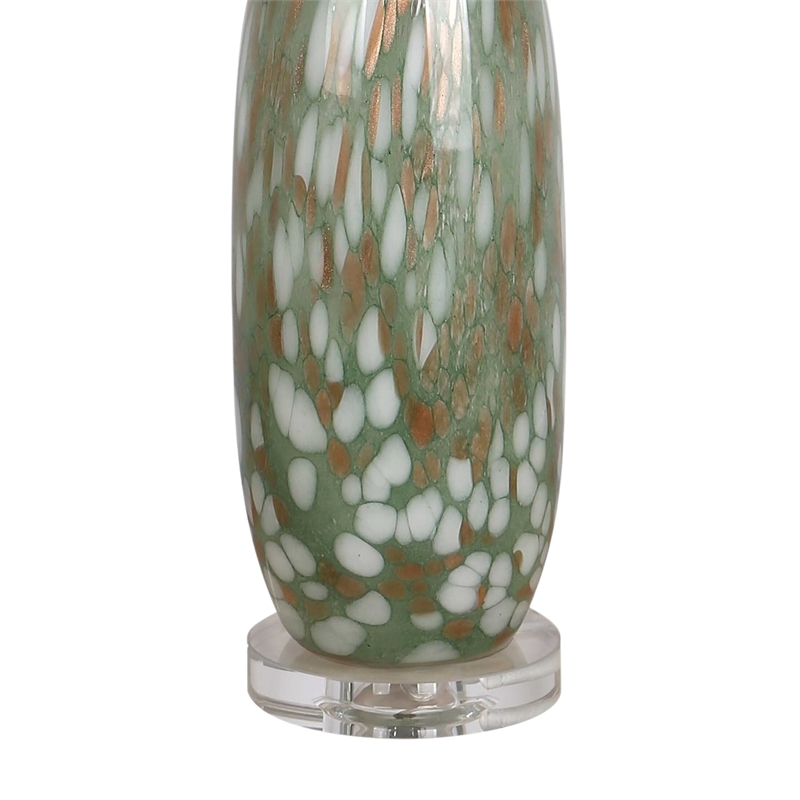 Verdant Glow Table Lamp Green Art Glass - Set of 2 - Modern Accent Lighting