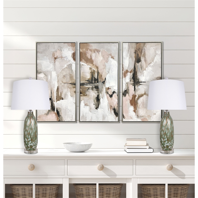 Verdant Glow Table Lamp Green Art Glass - Set of 2 - Modern Accent Lighting