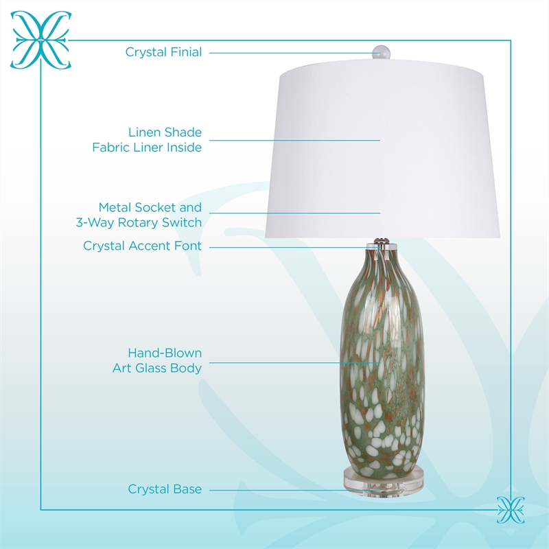 Verdant Glow Table Lamp Green Art Glass - Set of 2 - Modern Accent Lighting