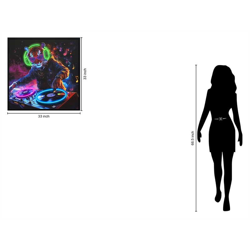 Neon Groove I Framed Multi-Color Canvas LED Neon Wall Art - Wood Frame
