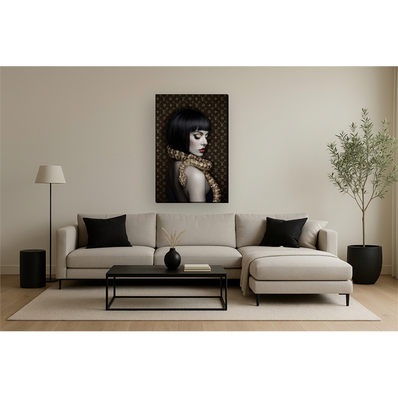 Slithering Multi-Color Canvas Wall Art - Wood Frame - 32