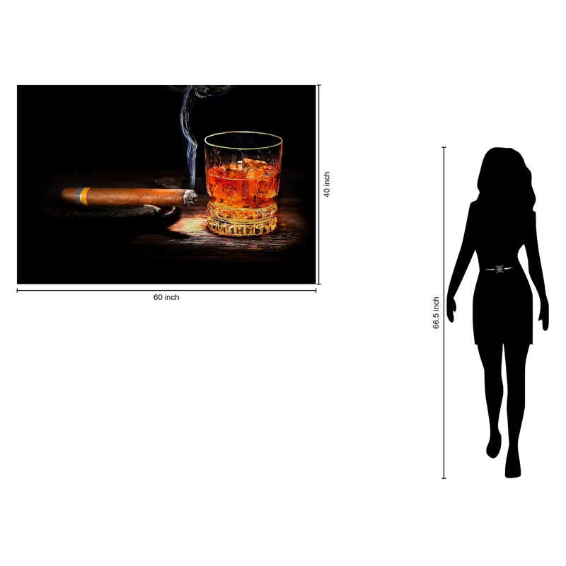 Cohiba & Whiskey Frameless Multi-Color Tempered Glass Wall Art - 60