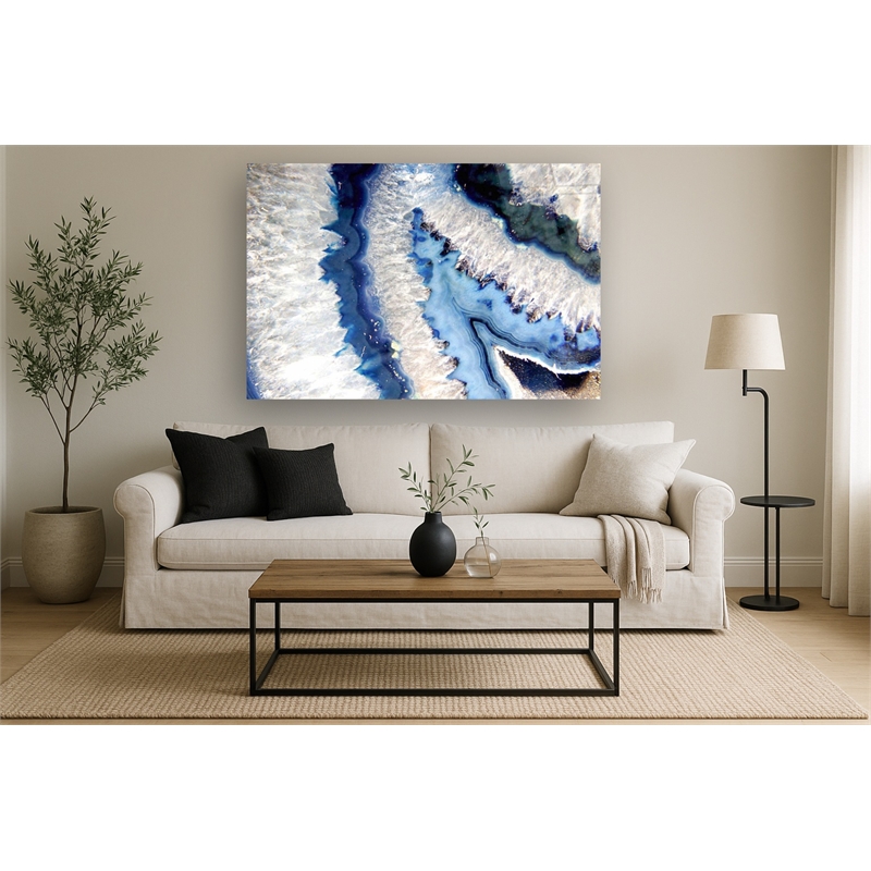 Blue Quartz I Frameless Multi-Color Tempered Glass Wall Art - 60