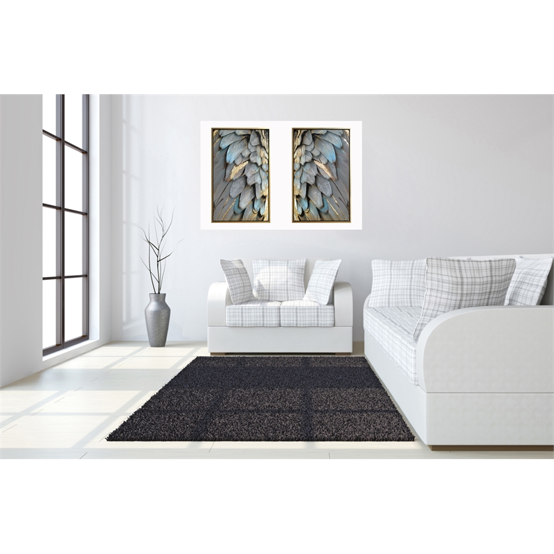 Gilded Plume Harmony Set Multi-Color Canvas Wall Art - Wood Frame - Set of 2