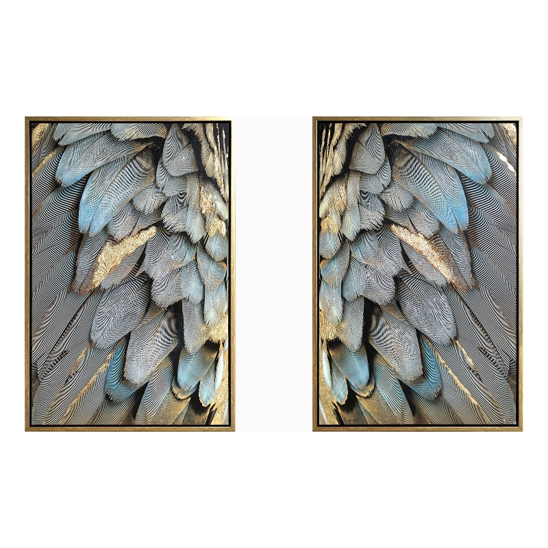 Gilded Plume Harmony Set Multi-Color Canvas Wall Art - Wood Frame - Set of 2