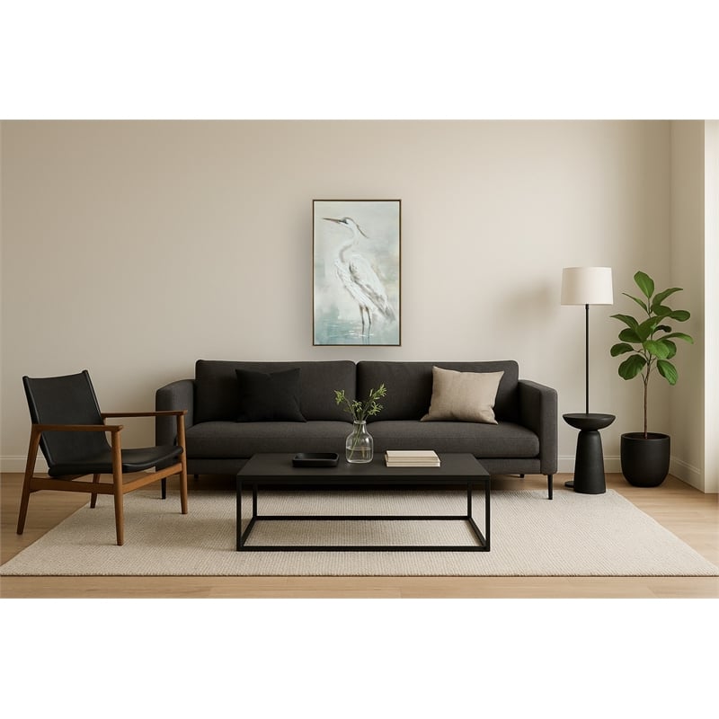 White Egret Multi-Color Canvas Wall Art - Dark Wood Frame - 24