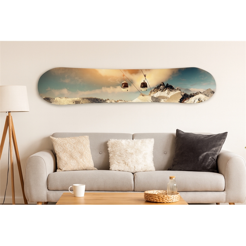 Ski Lift Snowboard Decko-Board Multi-Color Wall Art - Wood Frame - 59