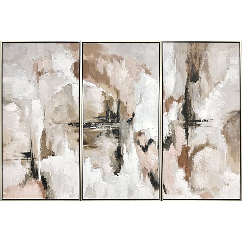 Ethereal Reflections Framed Multi-Color Canvas Triptych Wall Art - Wood Frame