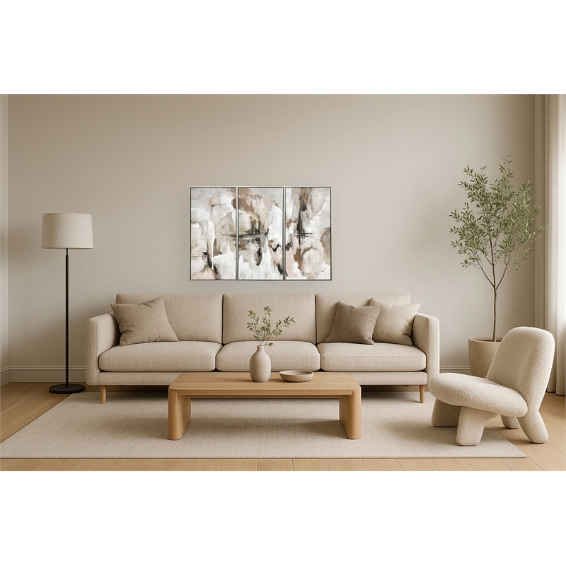 Ethereal Reflections Framed Multi-Color Canvas Triptych Wall Art - Wood Frame