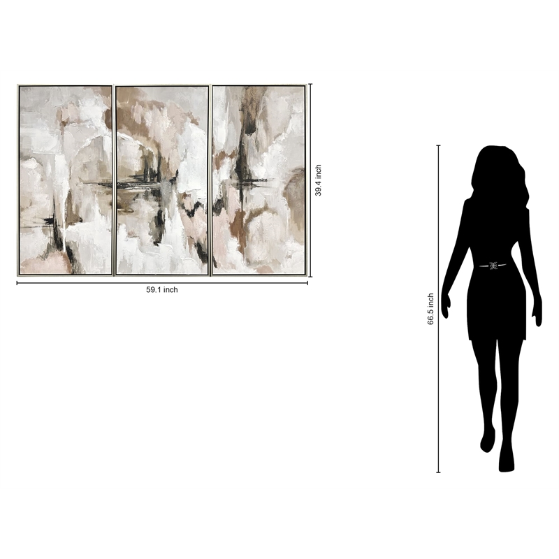 Ethereal Reflections Framed Multi-Color Canvas Triptych Wall Art - Wood Frame