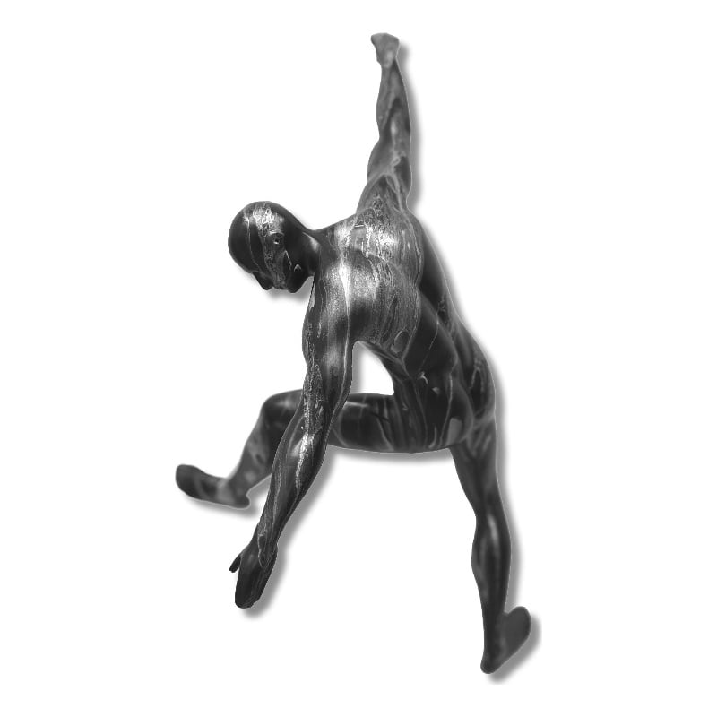 Sleek Black and Silver Motion Resin Wall Sculpture - 6