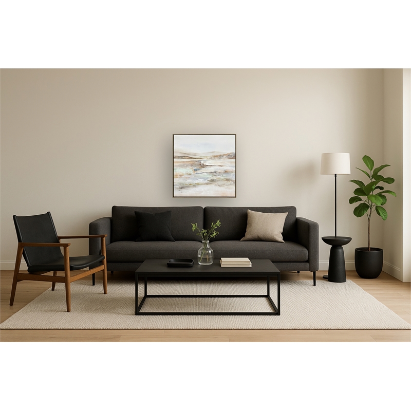 White Serene Horizons II Framed Canvas Wall Art - Natural Wood Frame - 30