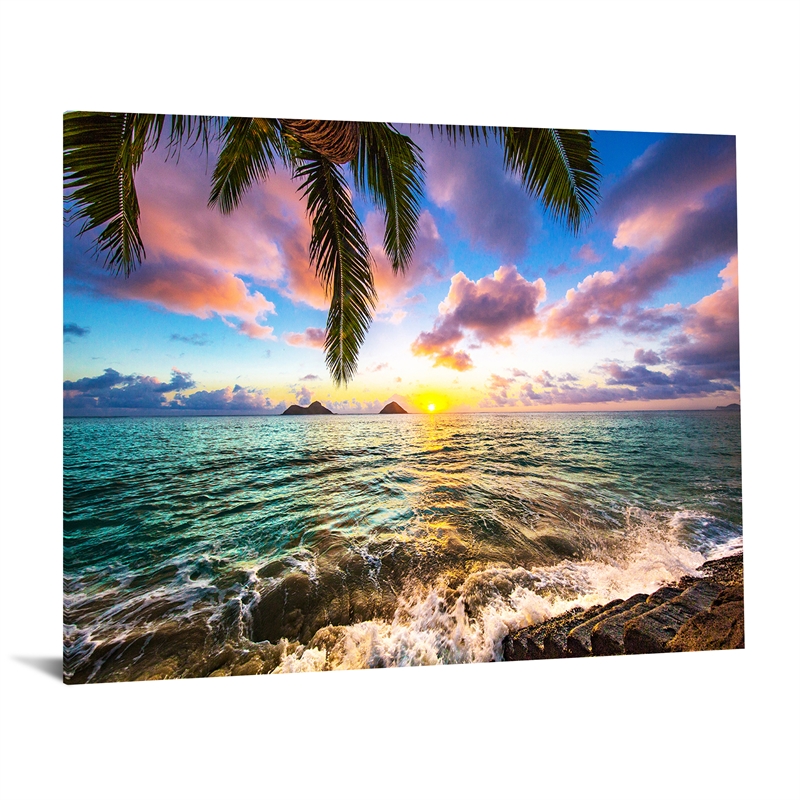 Coastal Sunset Frameless Multi-Color Tempered Glass Wall Art - 60