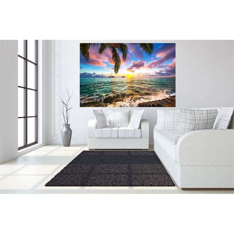 Coastal Sunset Frameless Multi-Color Tempered Glass Wall Art - 60