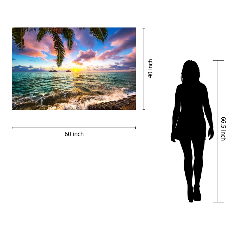 Coastal Sunset Frameless Multi-Color Tempered Glass Wall Art - 60