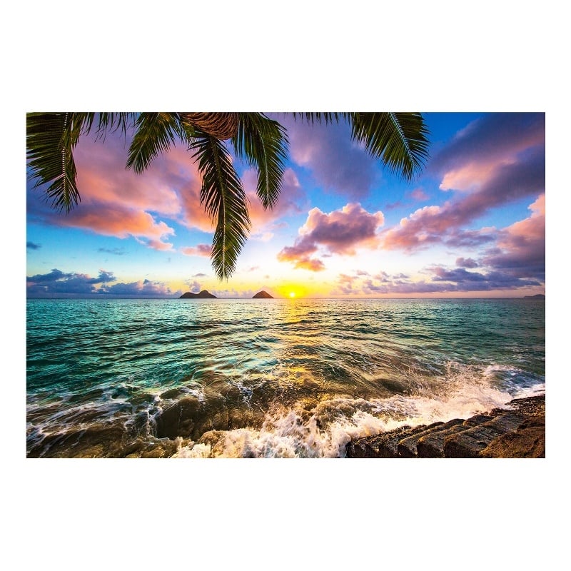Coastal Sunset Frameless Multi-Color Tempered Glass Wall Art - 60