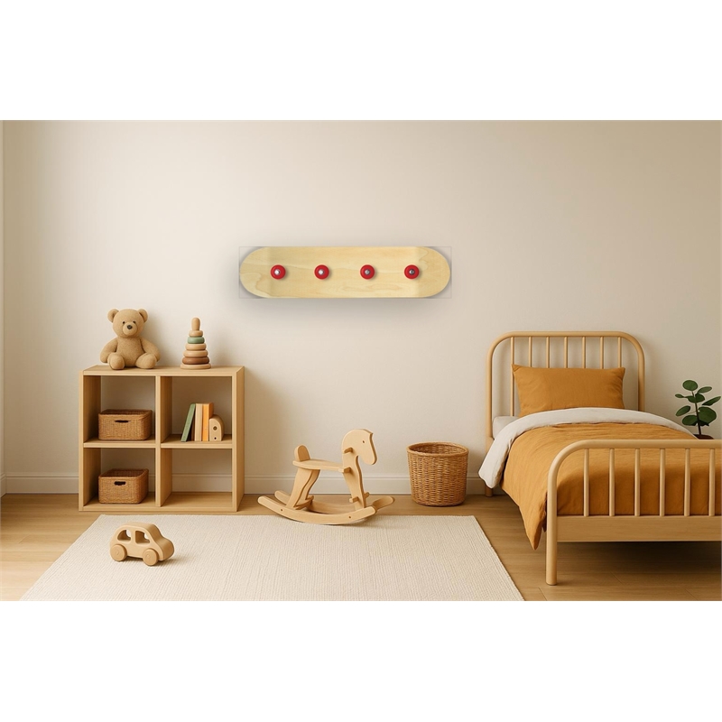 Wooden Skateboard Decko-Board Multi-Color Coat Rack - Wood Frame - 31