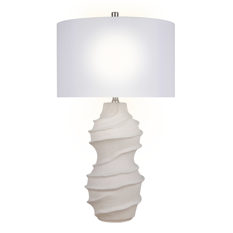 Ivory Serenity Waves Ceramic Metal Table Lamp Off White - Accent Table Lighting