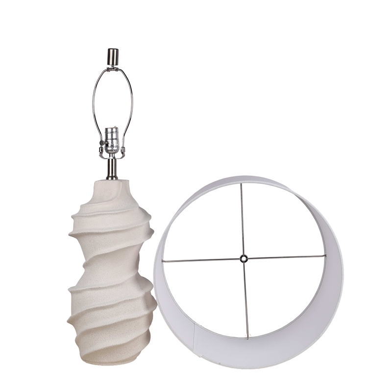 Ivory Serenity Waves Ceramic Metal Table Lamp Off White - Accent Table Lighting