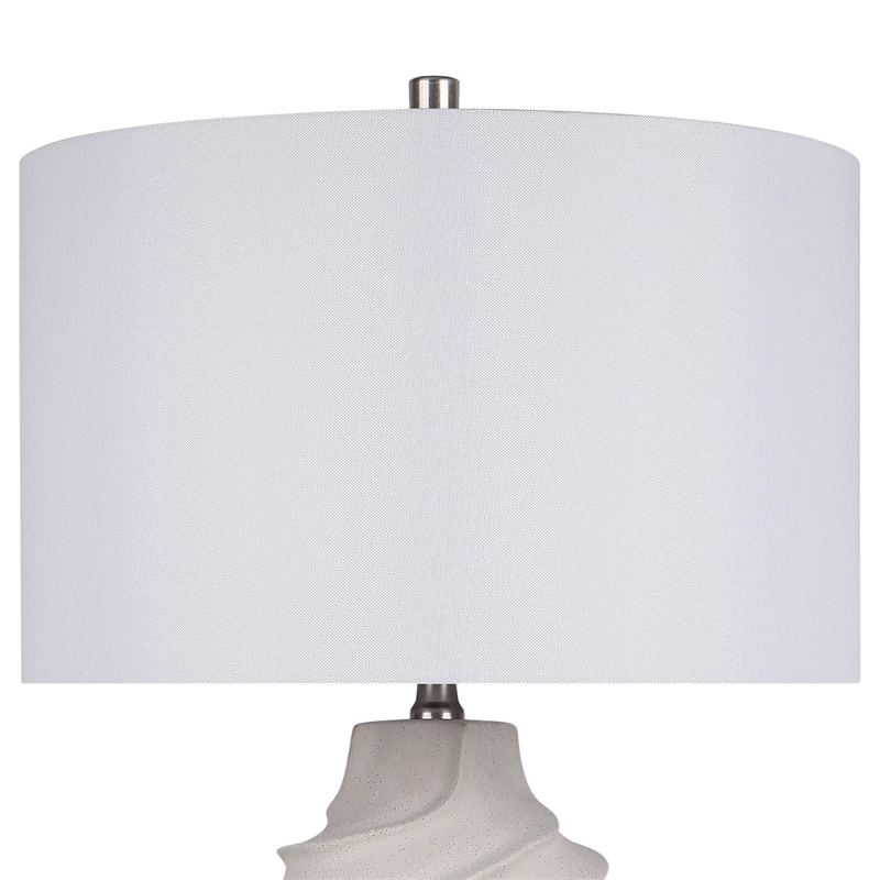 Ivory Serenity Waves Ceramic Metal Table Lamp Off White - Accent Table Lighting