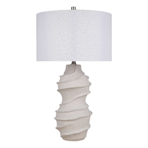 Ivory Serenity Waves Ceramic Metal Table Lamp Off White - Accent Table Lighting