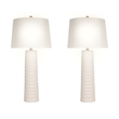 Ivory Calming Flow Ceramic Metal Table Lamp Textured White - Set of 2