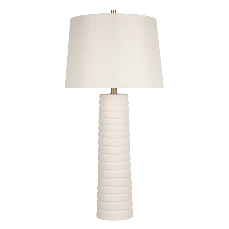 Ivory Calming Flow Ceramic Metal Table Lamp Textured White - Set of 2