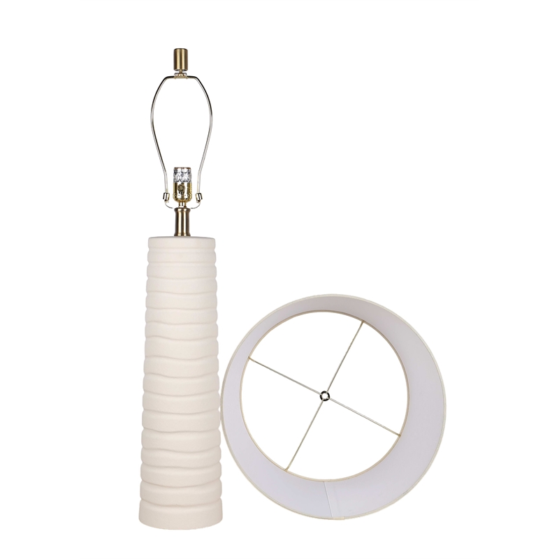 Ivory Calming Flow Ceramic Metal Table Lamp Textured White - Set of 2