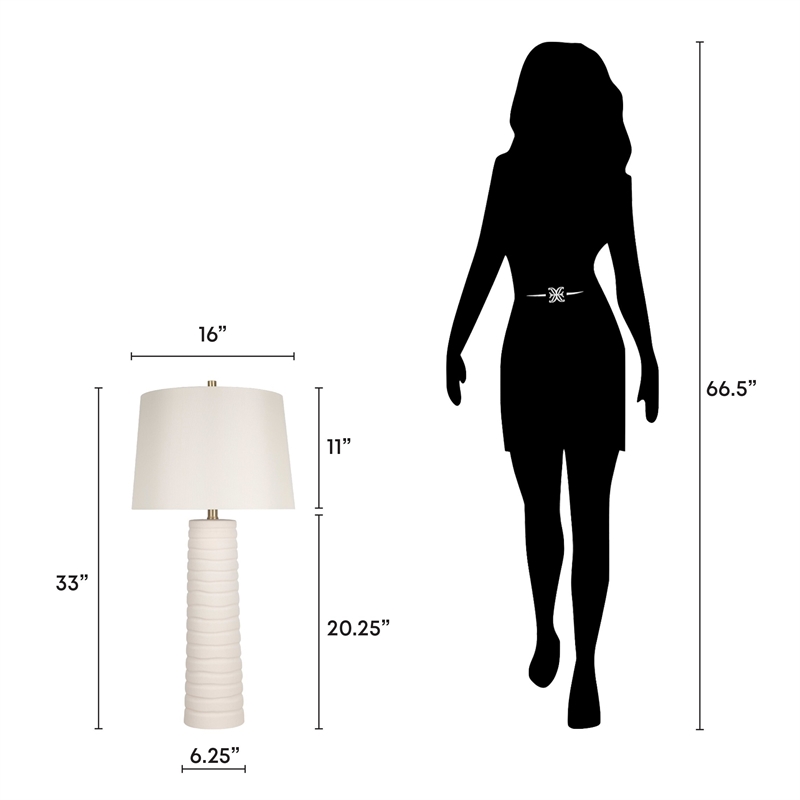 Ivory Calming Flow Ceramic Metal Table Lamp Textured White - Set of 2