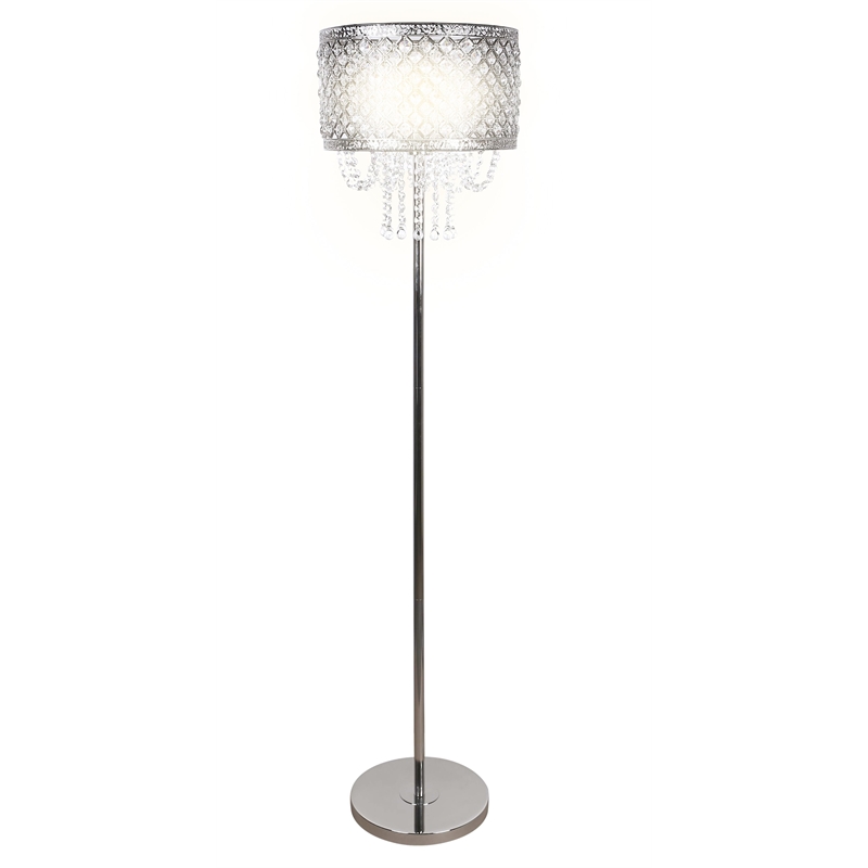 Crystal Elegance Metal Floor Lamp Polished Nickel & Clear Crystal