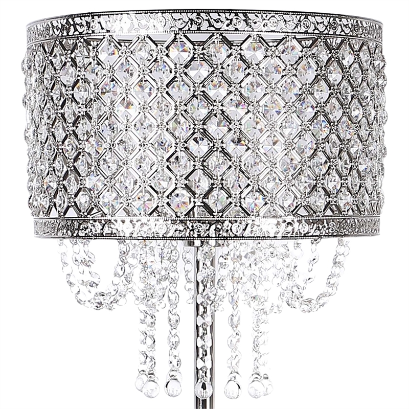 Crystal Elegance Metal Floor Lamp Polished Nickel & Clear Crystal