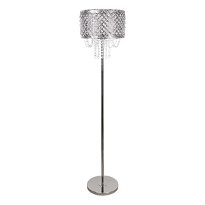 Crystal Elegance Metal Floor Lamp Polished Nickel & Clear Crystal