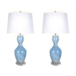 Azure Elegance Table Lamp Blue Art Glass - Set of 2 - Modern Accent Lighting