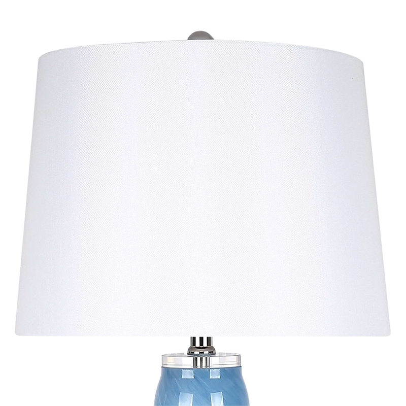 Azure Elegance Table Lamp Blue Art Glass - Set of 2 - Modern Accent Lighting