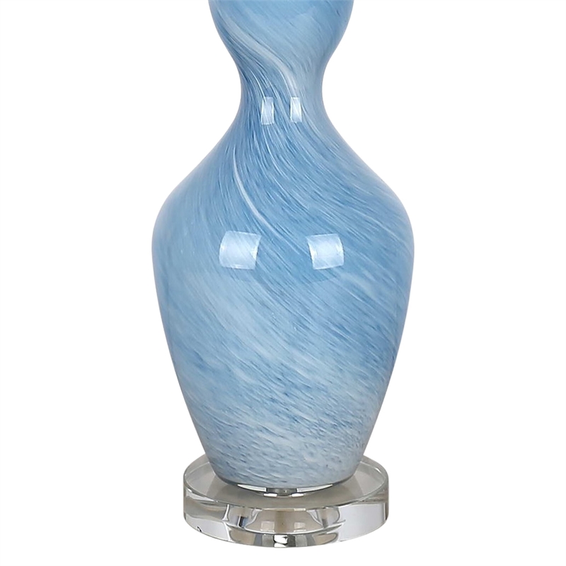 Azure Elegance Table Lamp Blue Art Glass - Set of 2 - Modern Accent Lighting