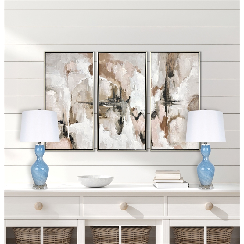 Azure Elegance Table Lamp Blue Art Glass - Set of 2 - Modern Accent Lighting