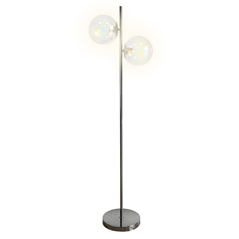 Celestial Radiance Metal Multi-Color Floor Lamp Gun Metal Iridescent Glass