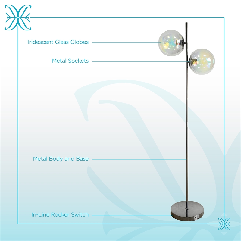 Celestial Radiance Metal Multi-Color Floor Lamp Gun Metal Iridescent Glass