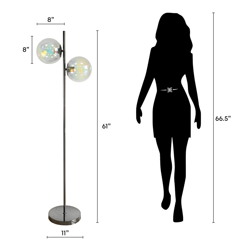 Celestial Radiance Metal Multi-Color Floor Lamp Gun Metal Iridescent Glass